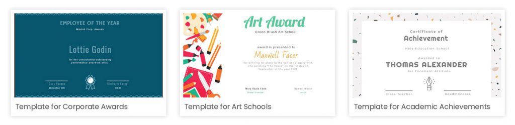 Certificates for Accomplishment