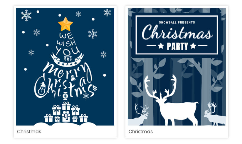 Blue and white Christmas posters
