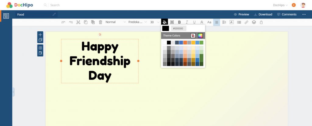Designing a document on DocHipo