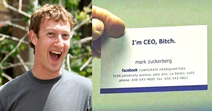 Facebook CEO business card design