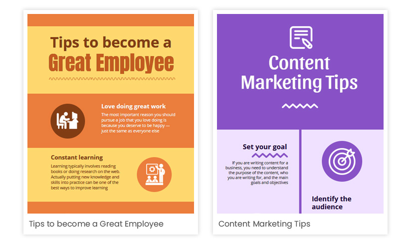 Infographics templates on tips