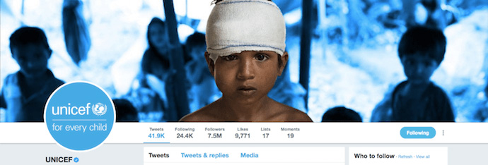 What is Twitter Header Unicef