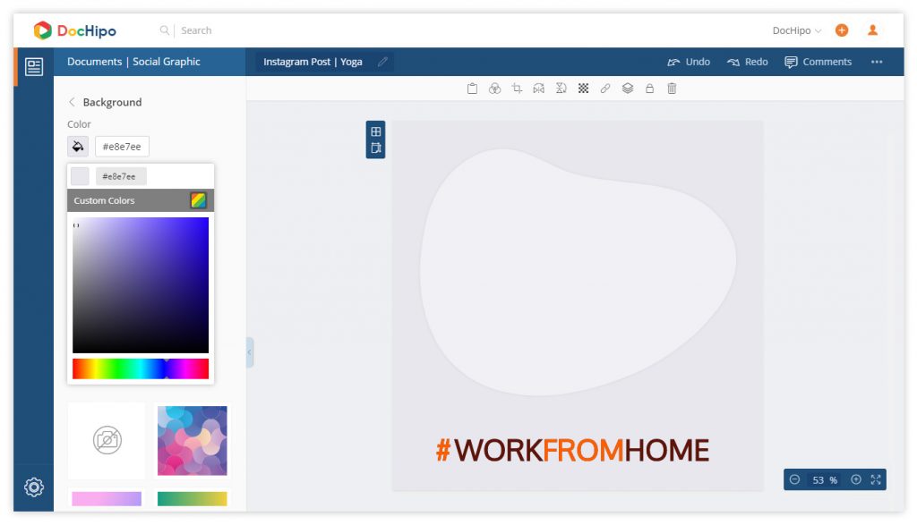 Document Design Workspace: Changing Backgrounds of the Design