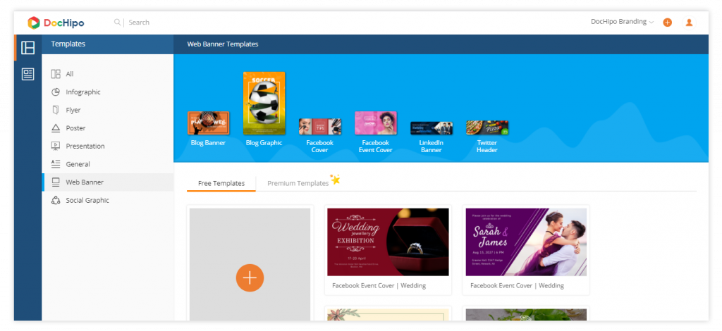 DocHipo Social Media template's page