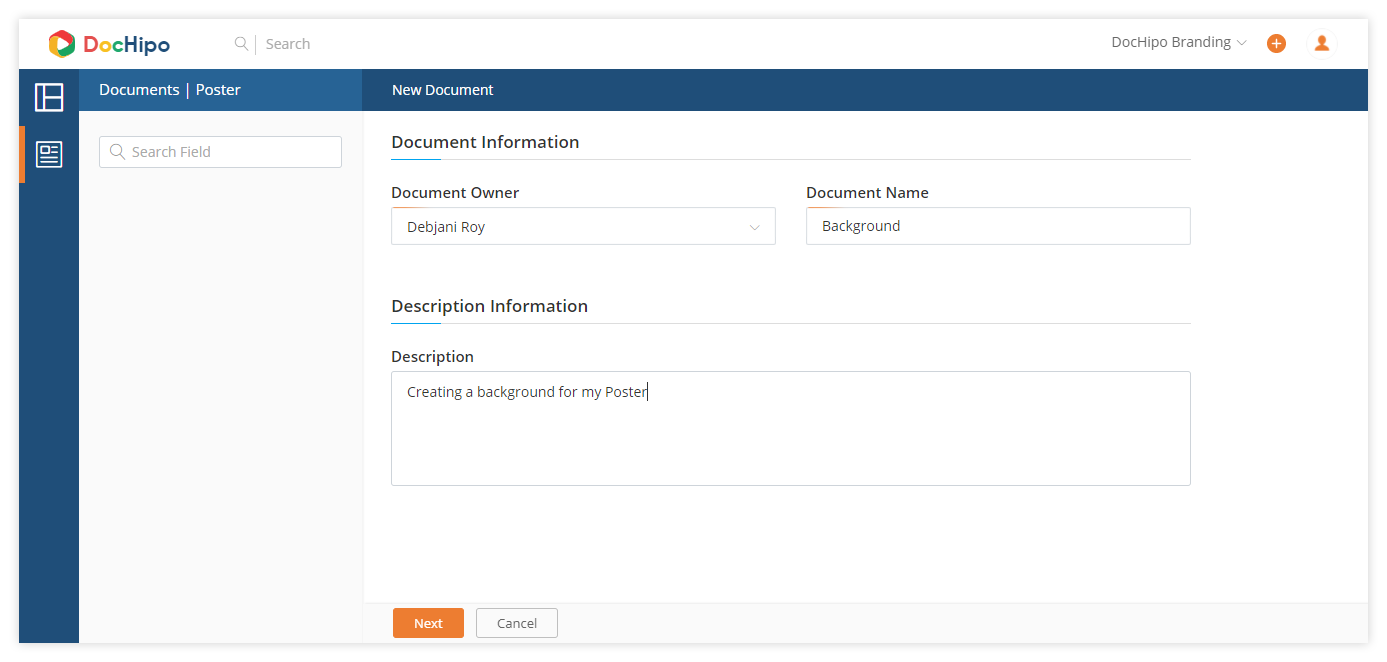 Document information page of DocHipo