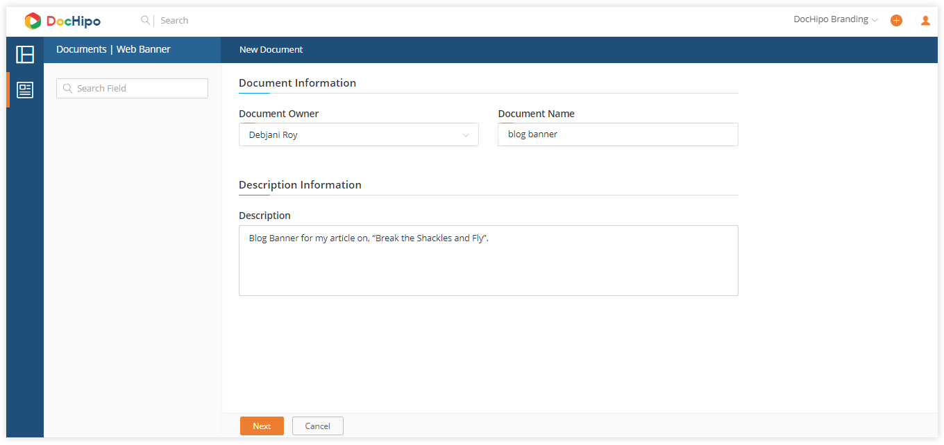 Create a blog banner in DocHipo: Step 2