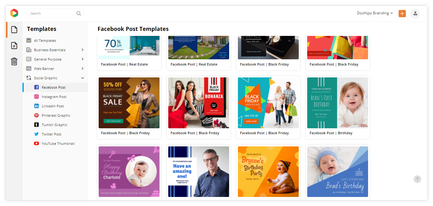 Text Frames in DocHipo: Templates for Facebook Post