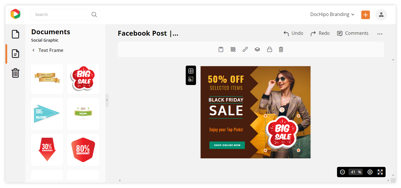 Text Frames in DocHipo: Editor