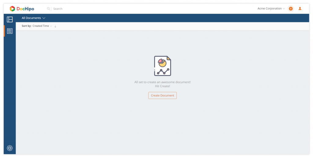 New UI design: Empty documents page (Before).