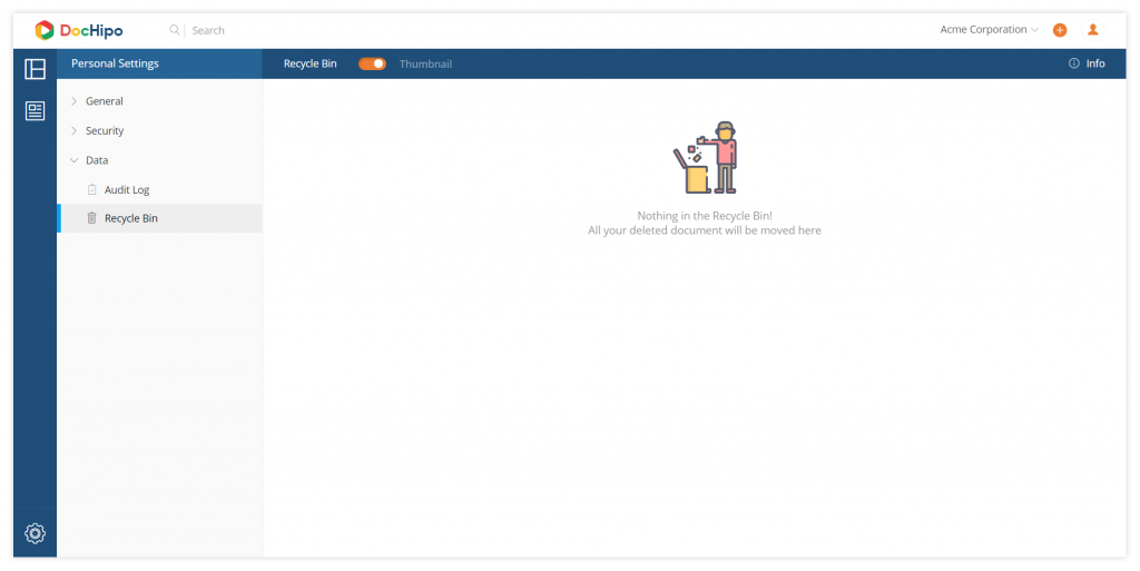 New UI design: Recycle Bin (Before)