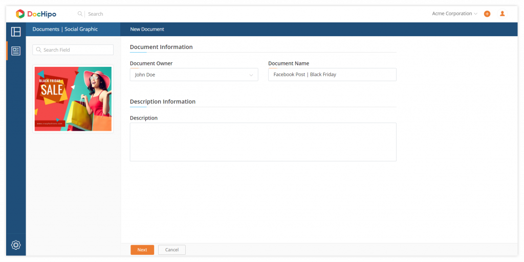 New UI design: New Documents (Before)