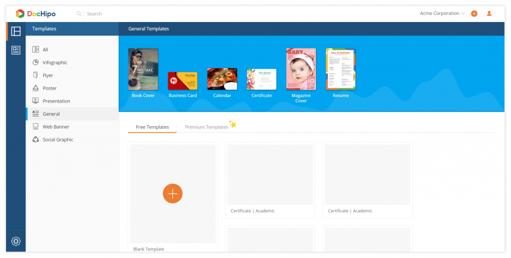 New UI design: Templates (Before)