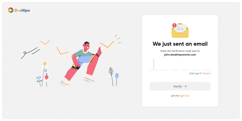 New UI design: Verification email (After).