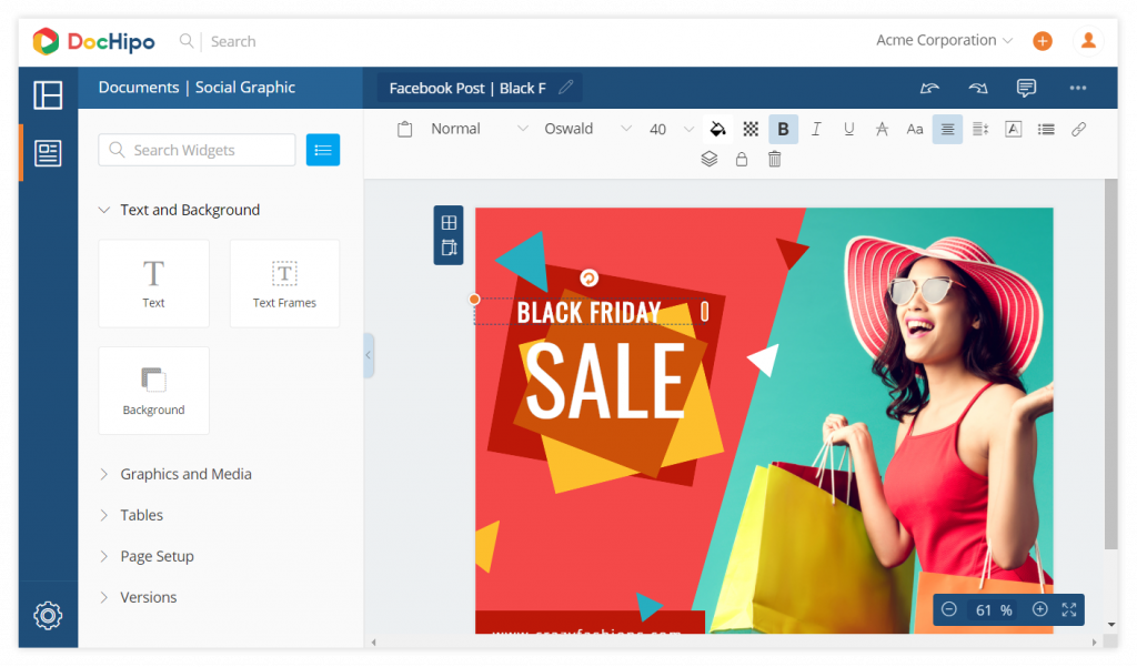 New UI design: Text Widget (Before).