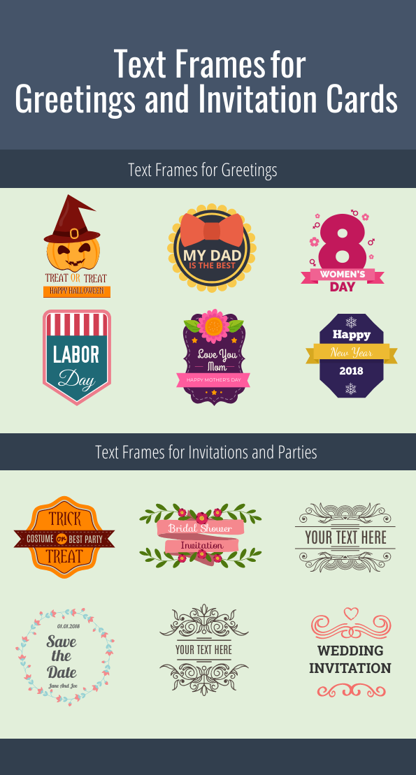 Text Frames for Greetings and Invitation Cards