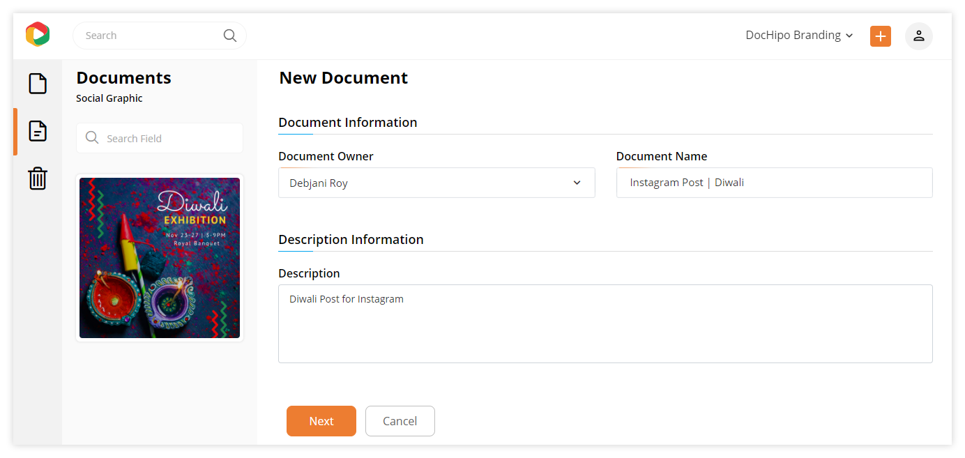DocHipo for Instagram Post Template: Document Information page
