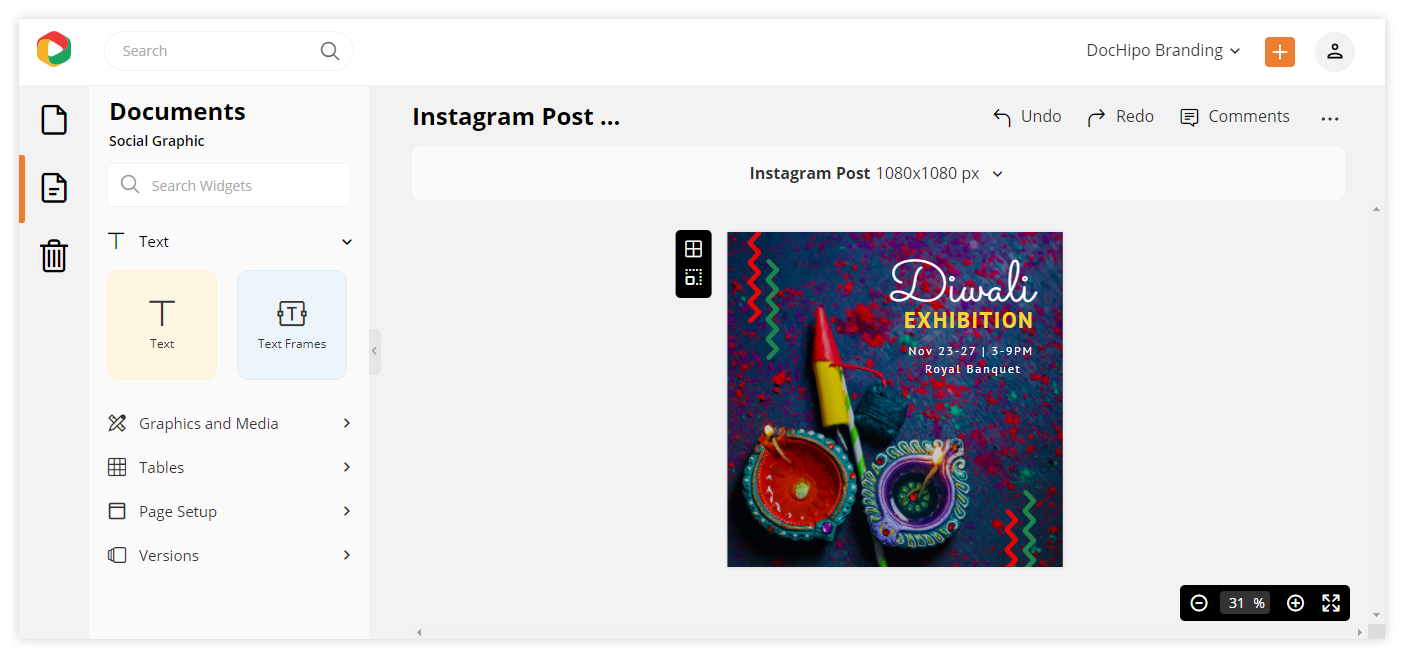 DocHipo for Instagram Post Template: Editor
