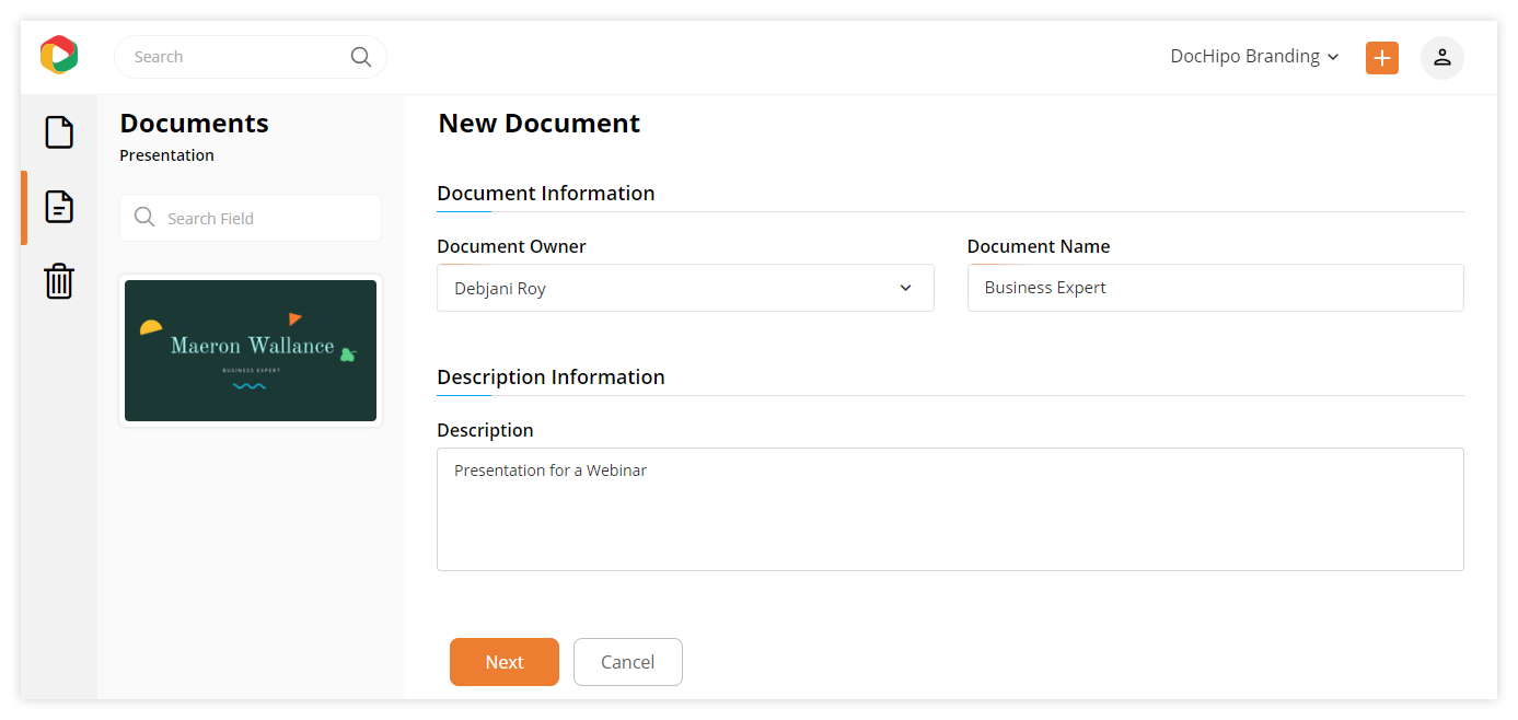 Document Information of the presentation template.