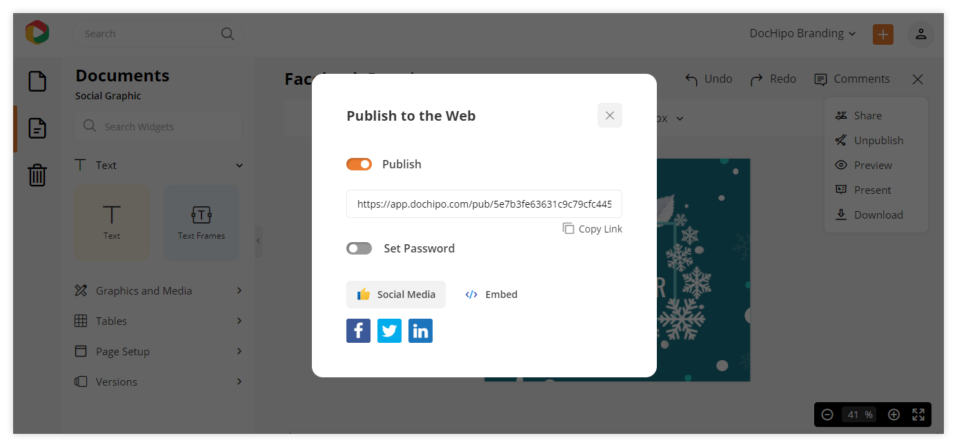 DocHipo's Editor: Publishing the templates