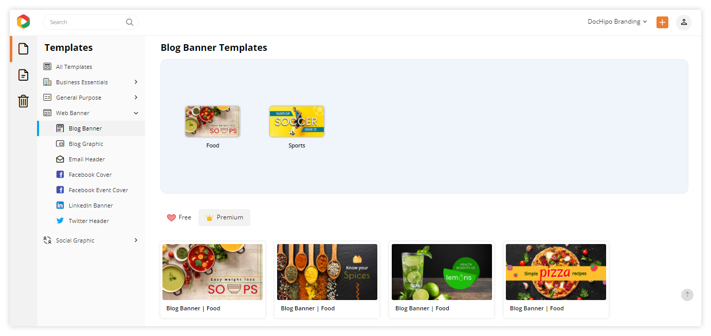 Blog banner templates in DocHipo for your adventure blogs.