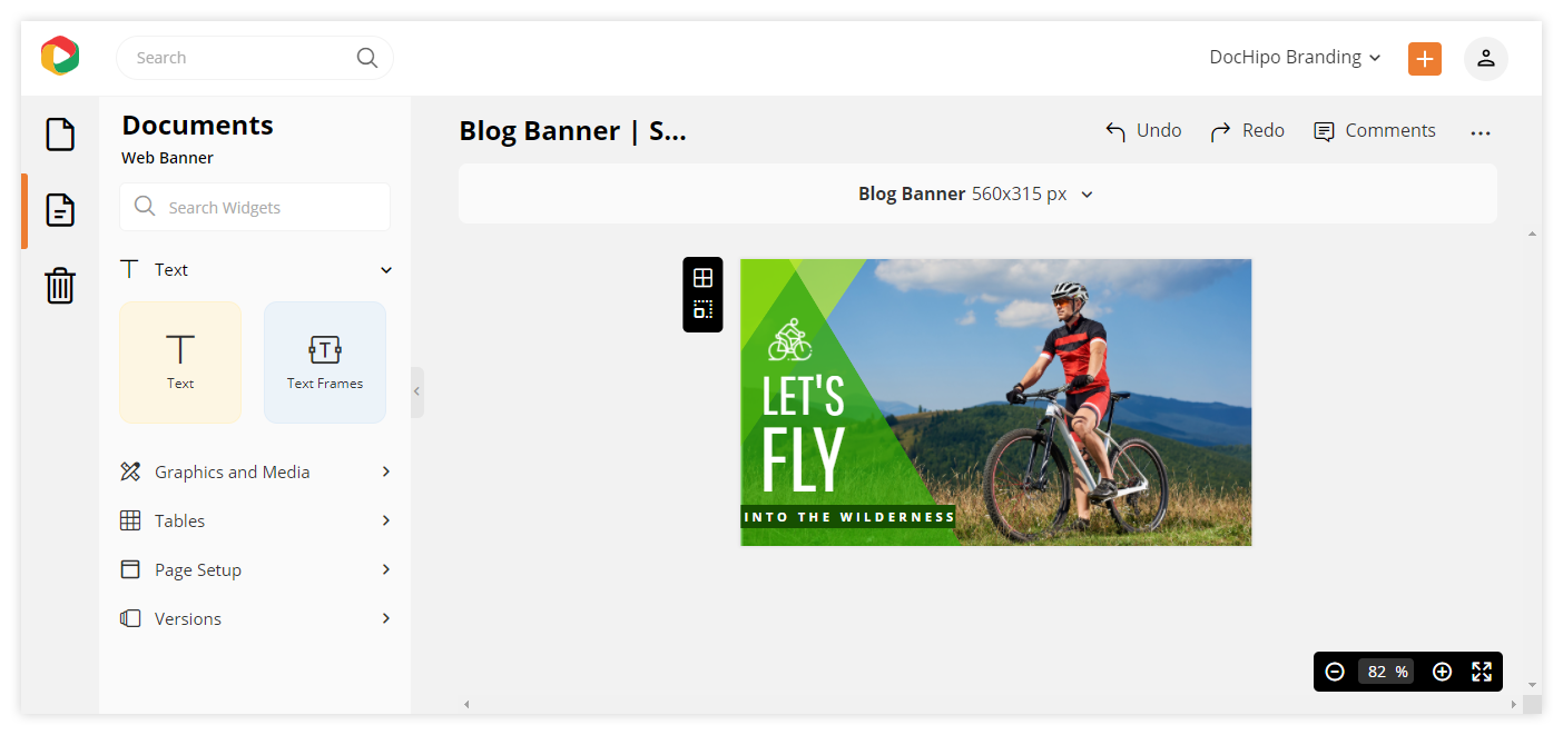 Customizing the adventure themed template on the DocHipo's editor.