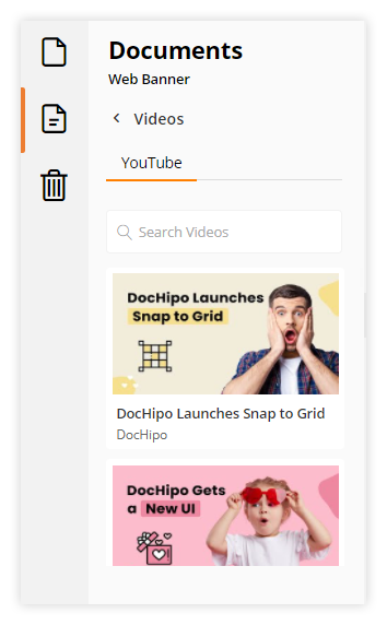 YouTube Search bar in DocHipo application.