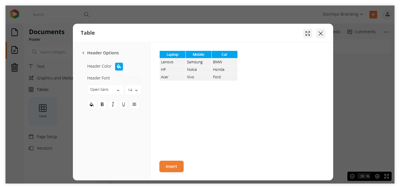 Adding tables to your design and customize it.