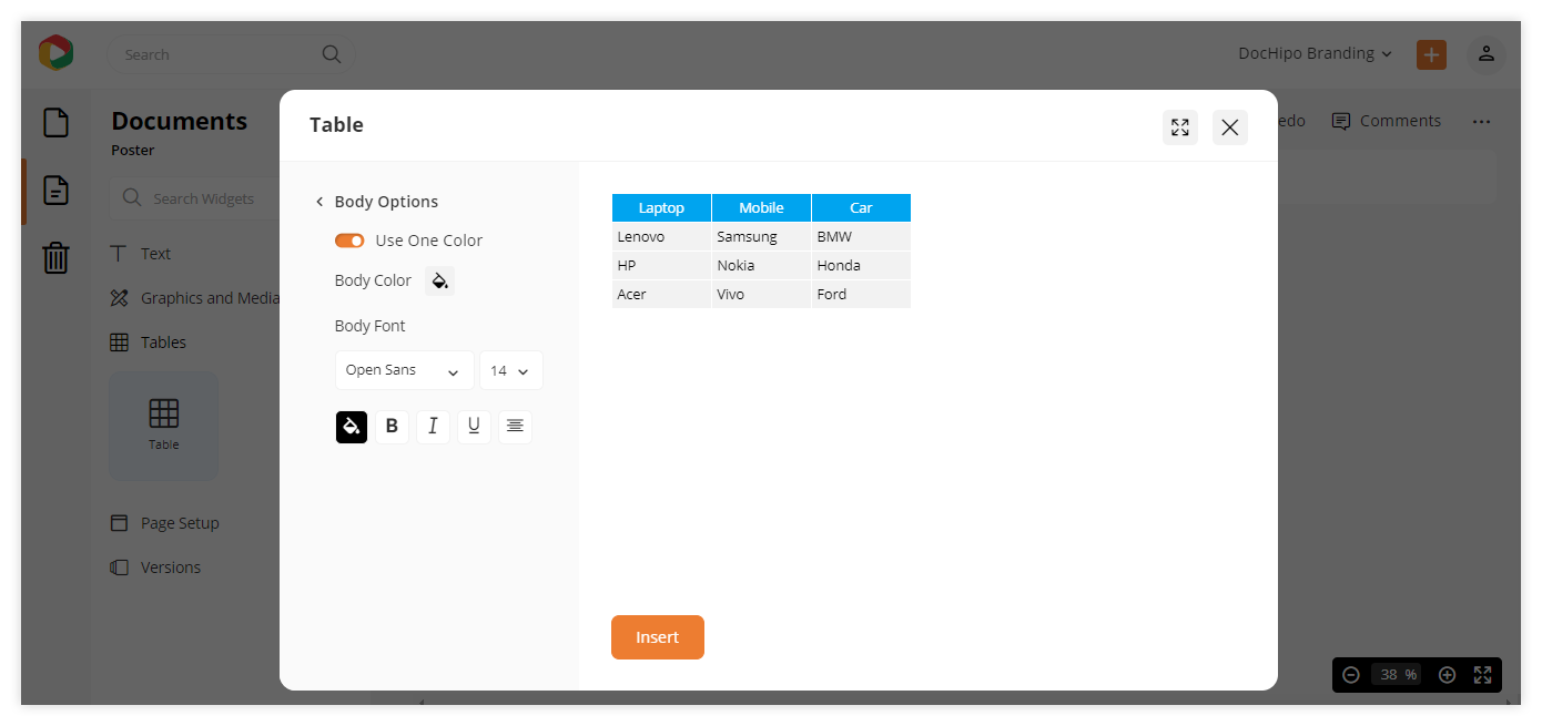Adding tables to your design and customize it.