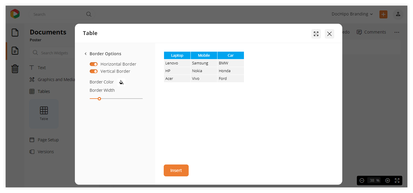 Adding tables to your design and customize it.