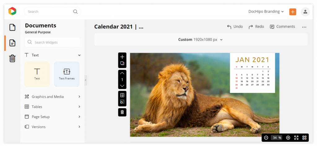 Personalized Calendar Templates from DocHipo: DocHipo's Editor