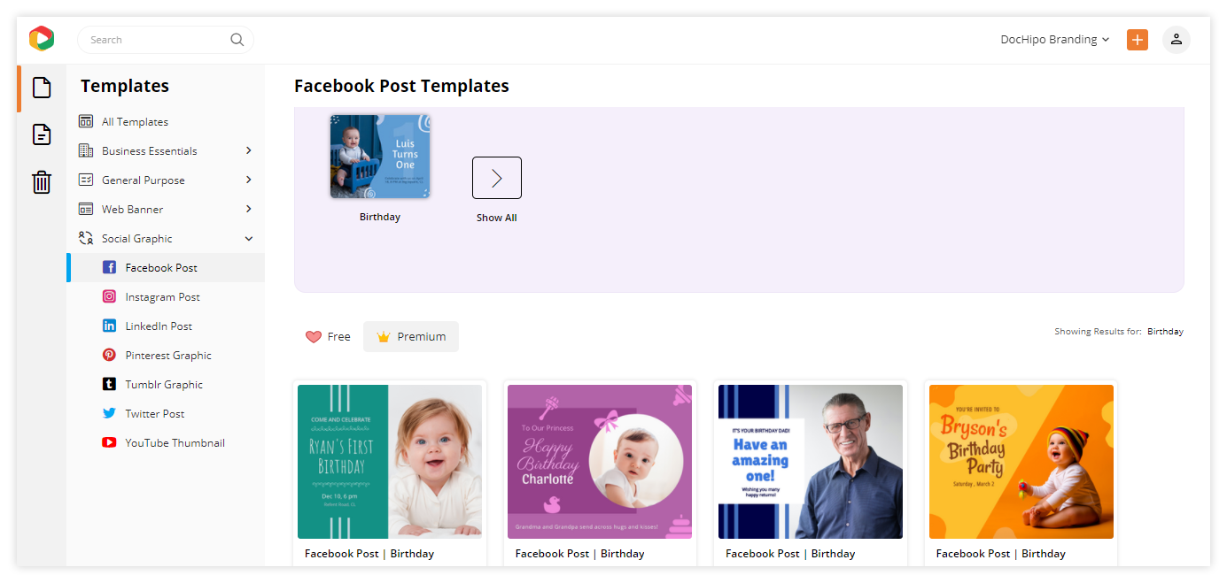 Document template page to start your design