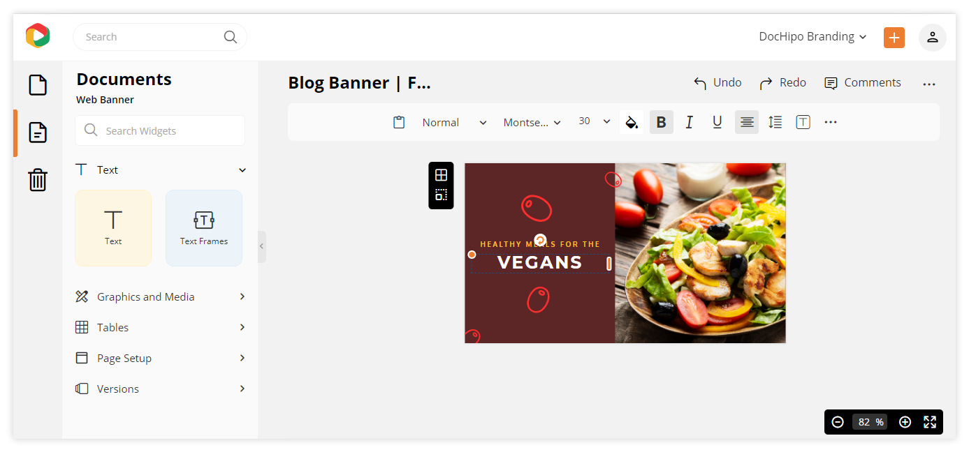 DocHipo's Editor: Changing the text related to your food blog.