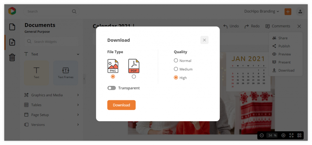 Personalized Calendar Templates from DocHipo: Downloading the Template
