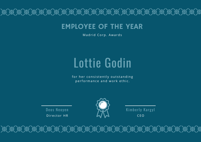 Certificate: Employee of the Year
