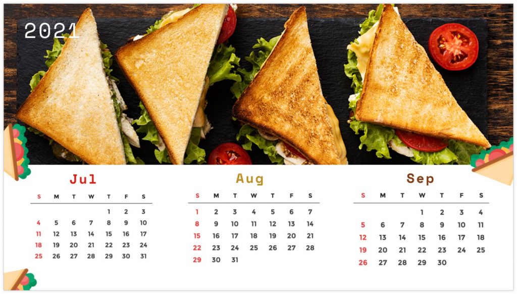Personalized Calendar: Food