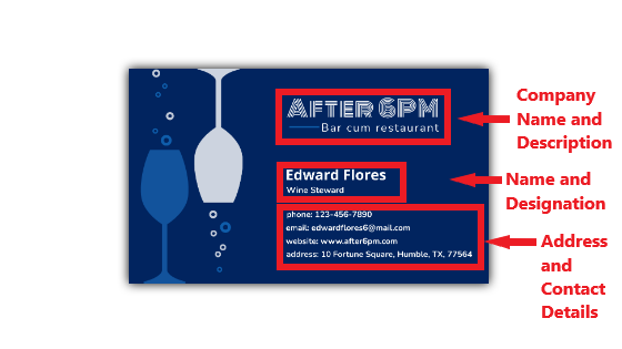 Business card used for information.