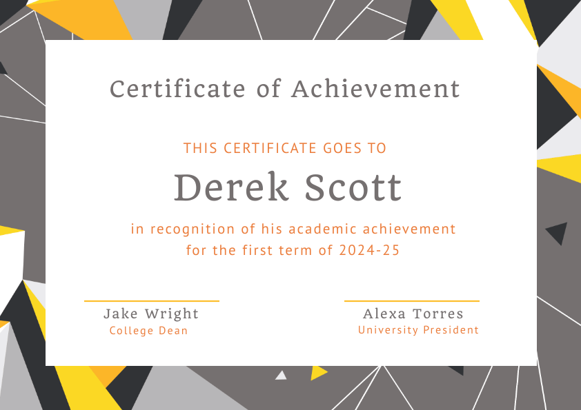 Academic Certificate Design Academic Certificate Design