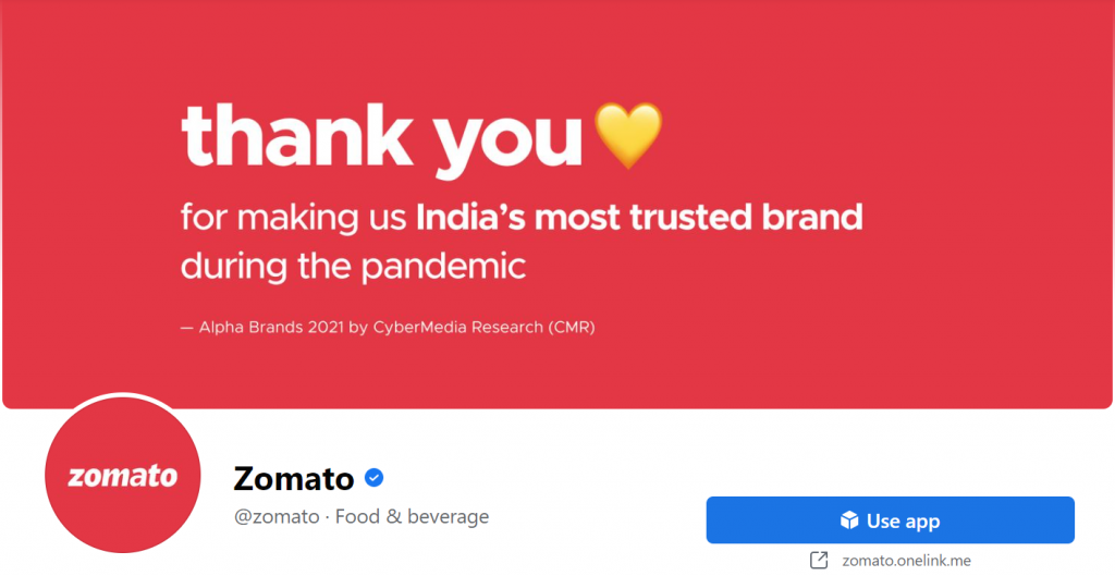 Zomato's Facebook Business Page Cover Photo
