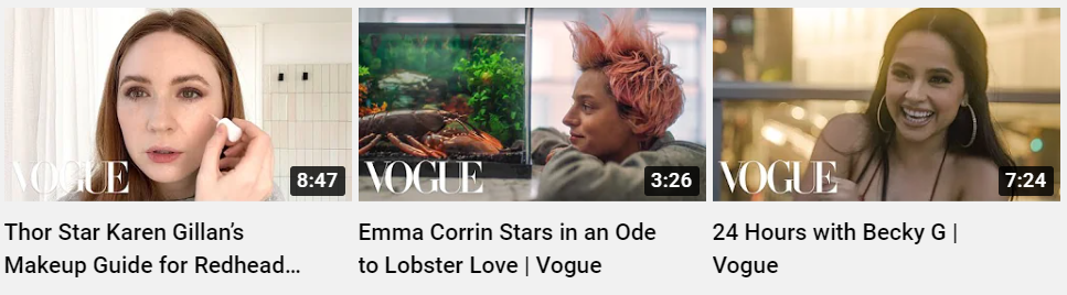 Vogue's YouTube Thumbnails
