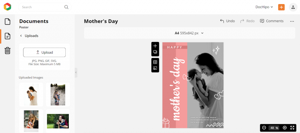 Mother's Day Poster after Repositioning and Resizing the Picture