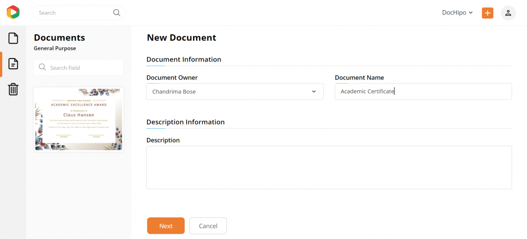 Add Document Information