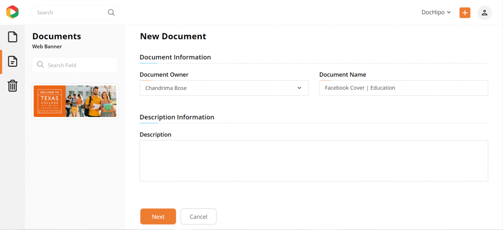 Add Document Information