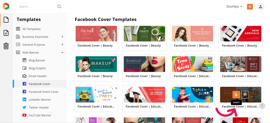 Select Facebook Cover Template