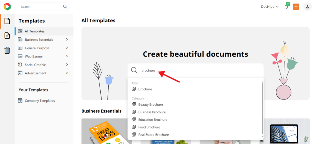 DocHipo homepage DocHipo homepage to search business brochures