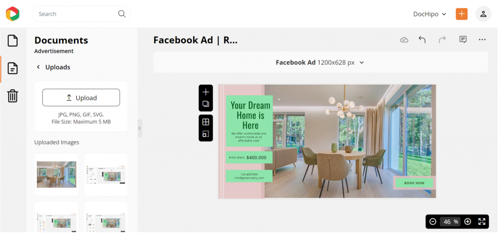 photo uploaded to real estate Facebook ad template
