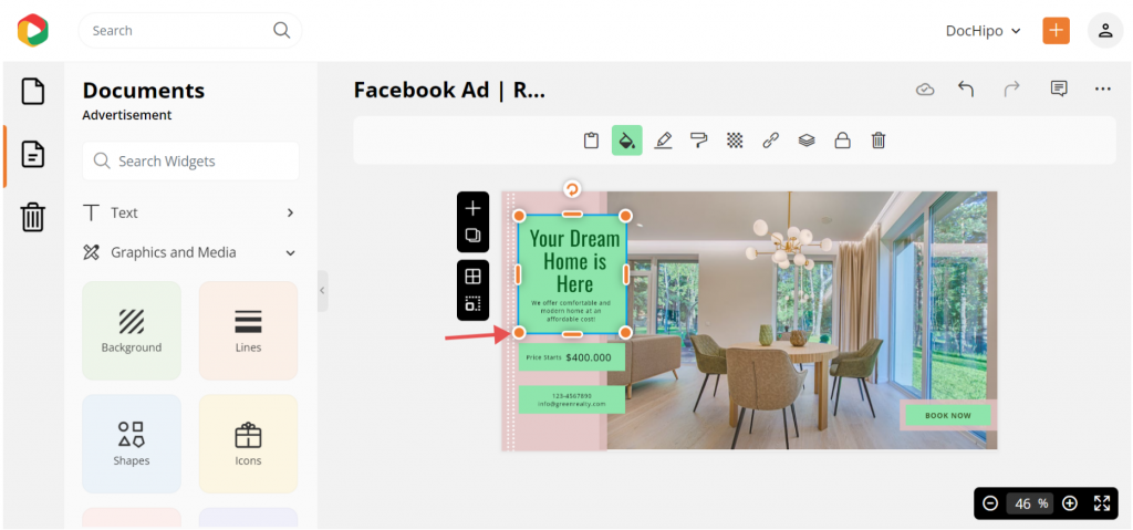 Customize widget real estate Facebook ad template