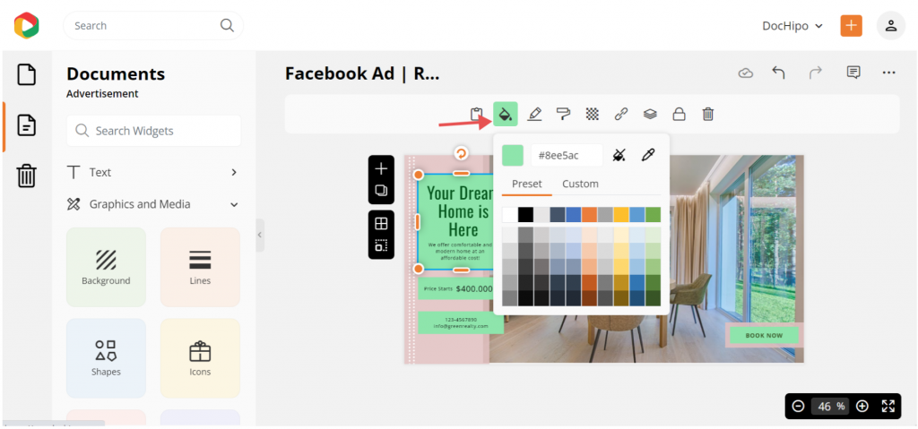Customize widget real estate Facebook ad template
