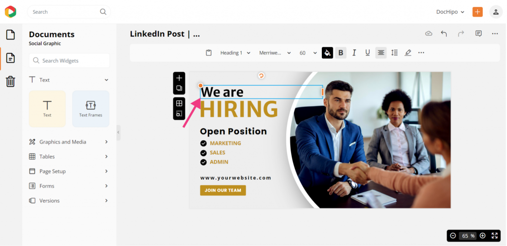 Change text in LinkedIn post template