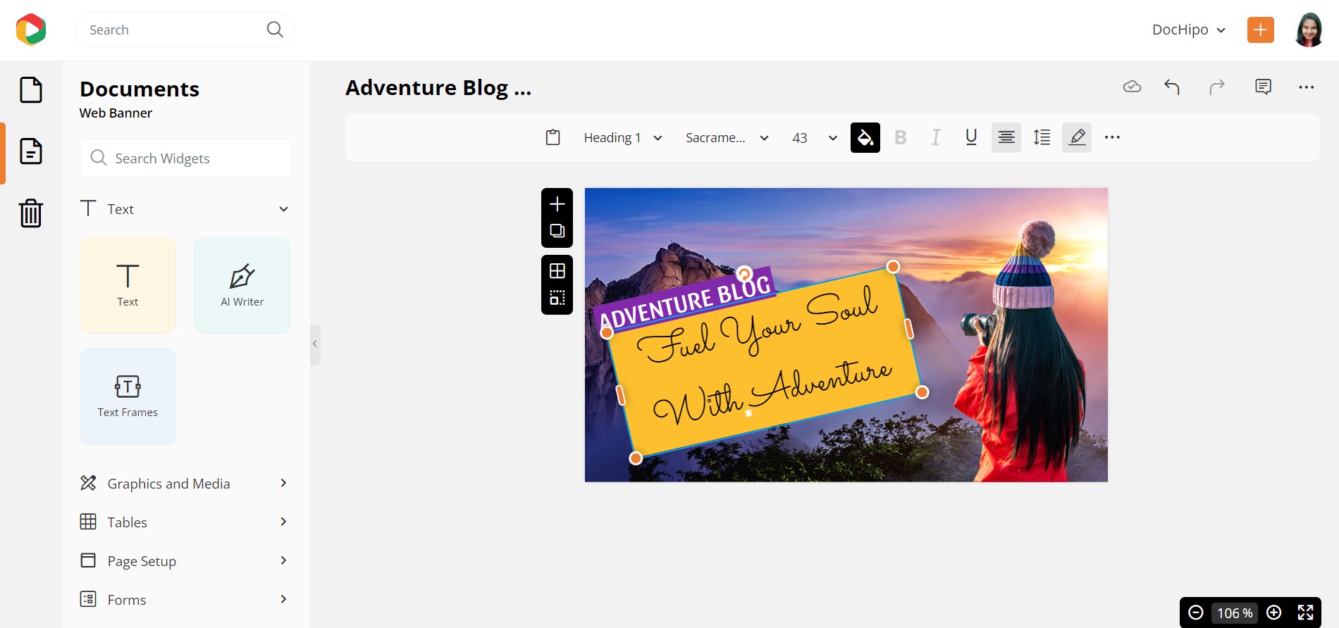 Adventure Blog Banner after Text Editing