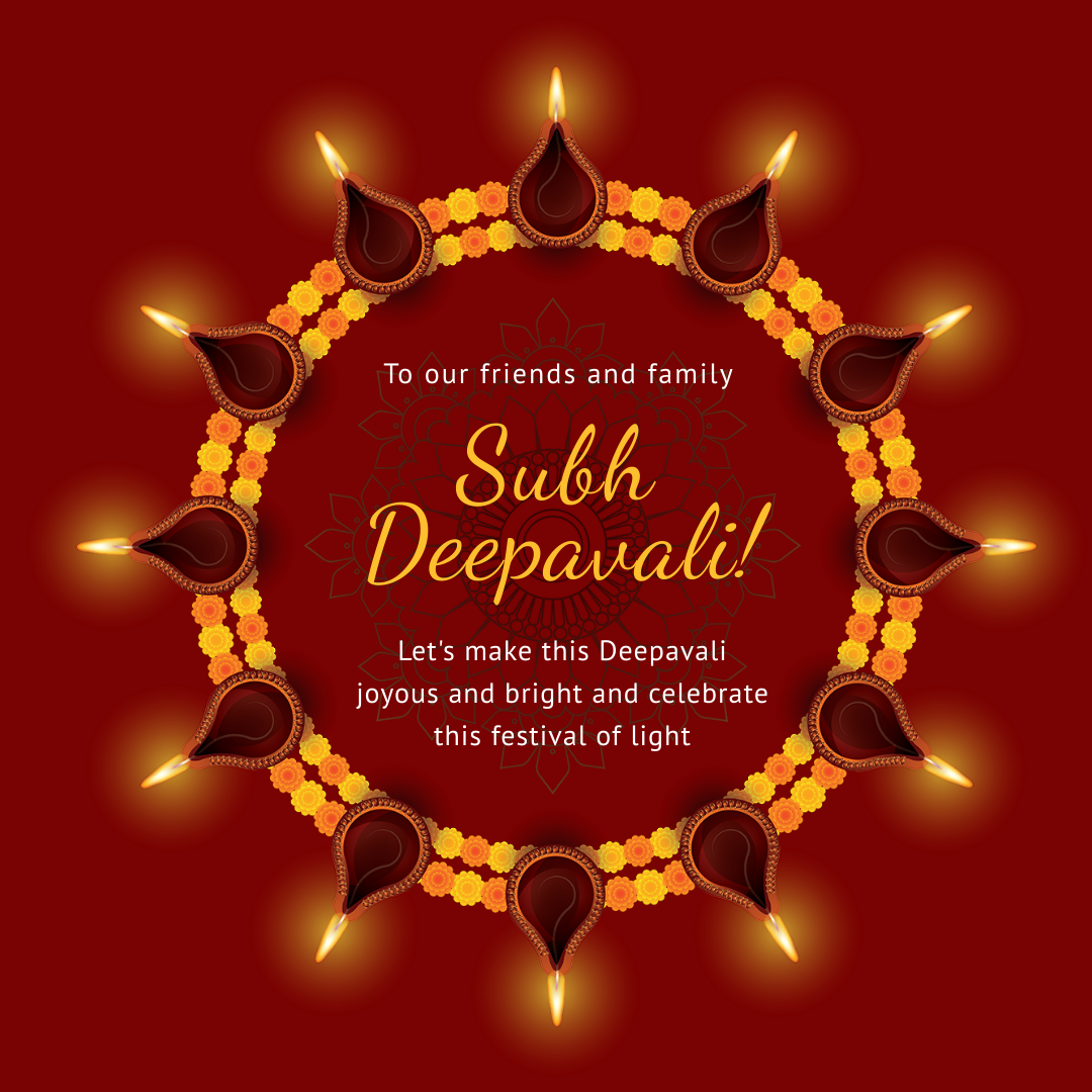 Diwali Instagram Post Template with a Color Scheme that Complements Diwali Aesthetics